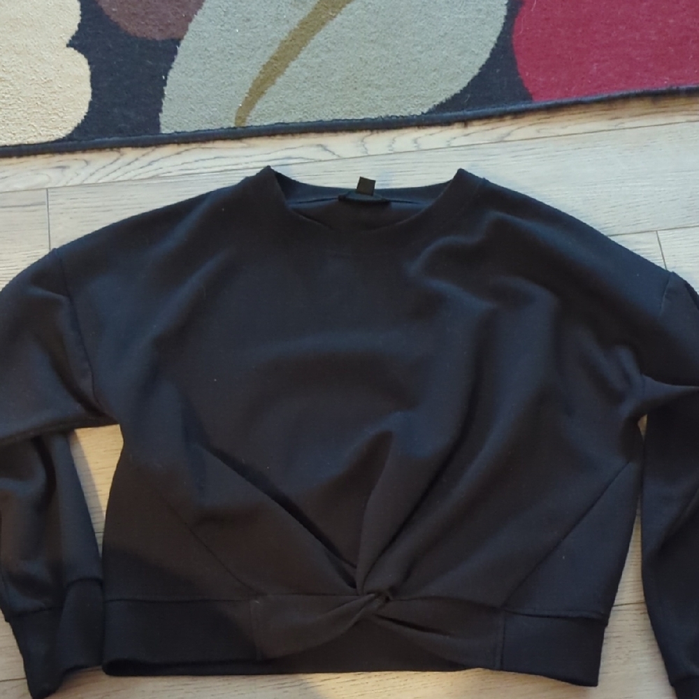 Cynthia Rowley Black Tie Front Long Sleeve Hoodie
